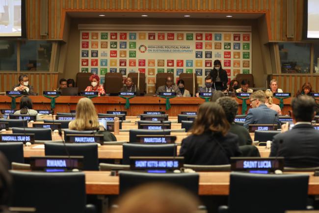 Delegates gather for the session on the vision of civil society
