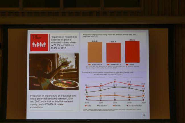 A slide from Ghana's VNR highlights their progress with achieving SDG 1 - no poverty