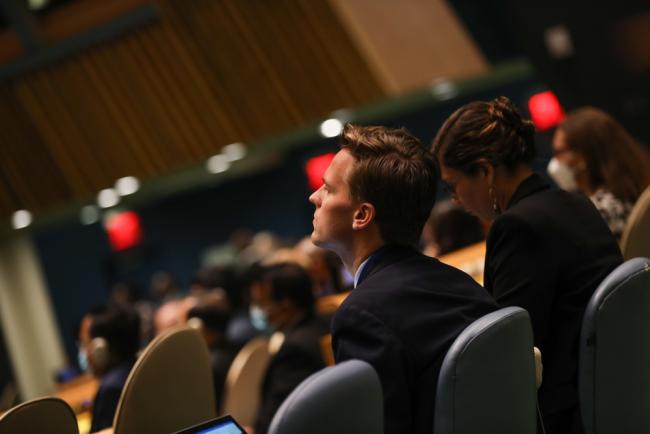 Delegates listen to the interventions