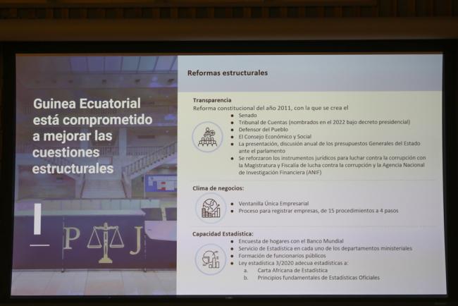 A slide from Equatorial Guinea's VNR highlights the structural reformations in place to help achieve their SDG targets