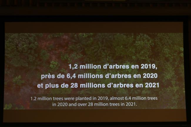 A slide during Côte d'Ivoire's VNR highlights their efforts in forest restoration for SDG 15 - life on land