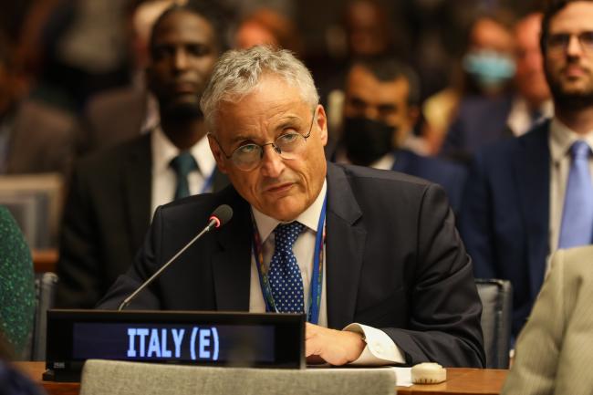 Maurizio Massari, Permanent Representative of Italy to the UN, and Co-Facilitator of the draft Ministerial Declaration