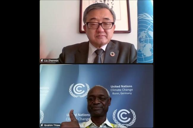 Liu Zhenmin, UN Under-Secretary-General, UNDESA, and Ibrahim Thiaw, Acting Executive Secretary, UNFCCC