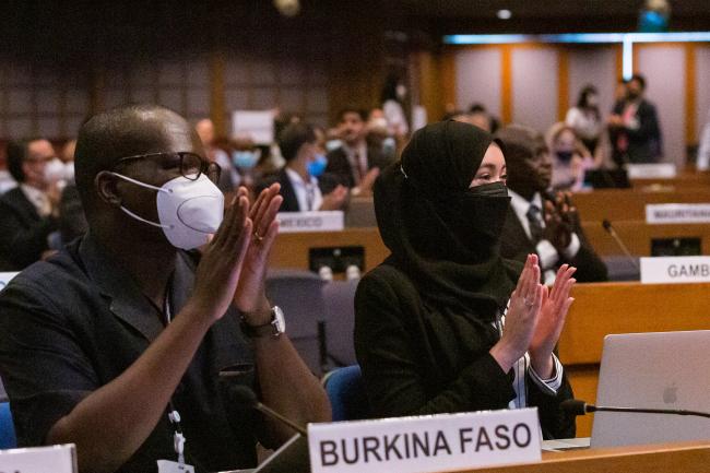 Samuel Paré,  Burkina Faso, Siti Lailatul Shazana Binti, Brunei - OEWG-44/ExMOP-5 - 11Jul2022 - Photo