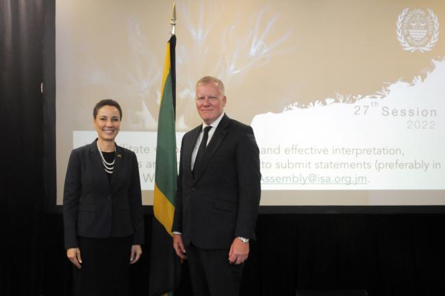 Kamina Johnson Smith, Minister of Foreign Affairs and Foreign Trade, Jamaica, and Michael Lodge, ISA Secretary-General