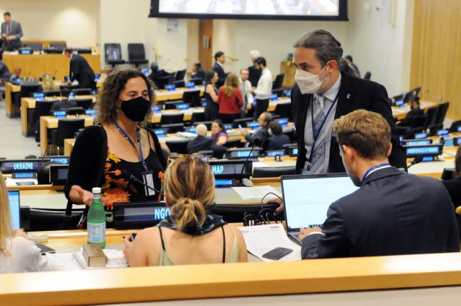 Pam Chasek, ENB; Daniela Diz, WWF; and Daniel Kachelriess, High Seas Alliance