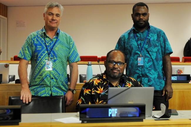 Peter Davies, SPREP; Peni Suveinakama, PIF; and Epeli Maisema, Fiji