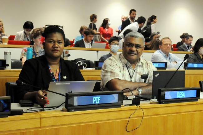 Timaima Tora, Pacific Islands Forum Secretariat, and Sai Navoti, UN DESA