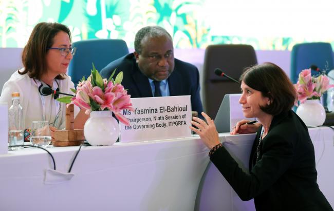 From L-R: Yasmina El Bahloul, Chairperson, ITPGRFA GB 9; Kent Nnadozie, Secretary, ITPGRFA; and Marliese von den Driesch, Germany