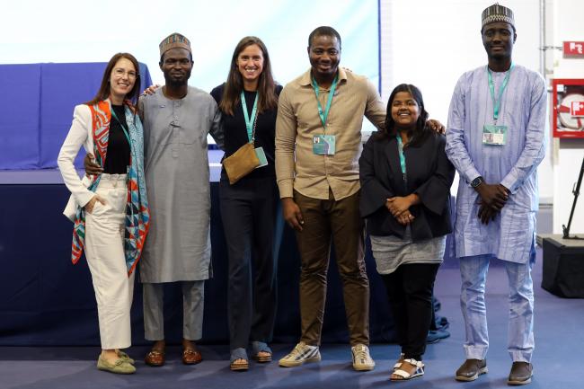 From L-R: Giulia Carlini, Center for International Environmental Law; Ahmed Tiamiyu, CAPws; Anna Isabel Becker, International Sustainable Chemistry Collaborative Centre; Kwame Ofori, Ako Foundation; Yugratna Srivastava, Major Group for Children and Youth; and Abubakar Bamai, CAPws
