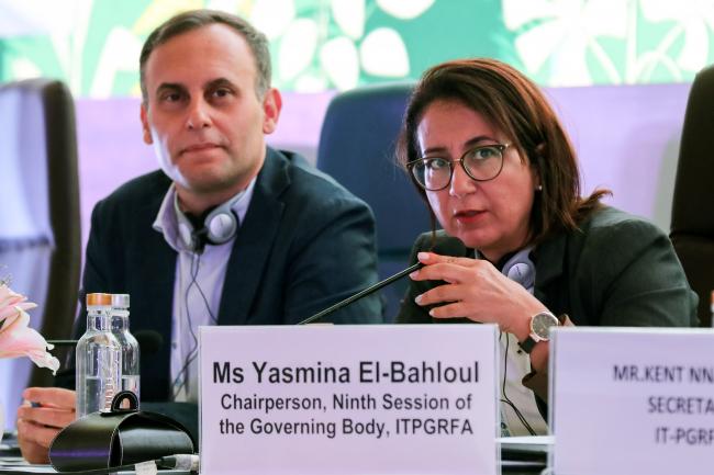 Francisco López, ITPGRFA Secretariat, and Yasmina El Bahloul, Chairperson, ITPGRFA GB 9