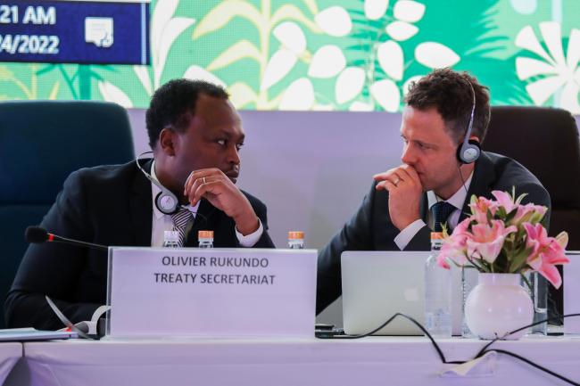 Olivier Rukundo and Tobias Kiene, ITPGRFA Secretariat