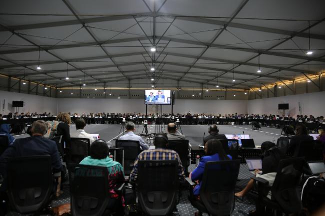 View of the room during informal consultations on a new collective quantified goal