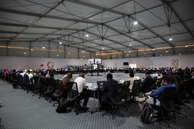 View of the room during informal consultations on the Fourth Review of the Adaptation Fund