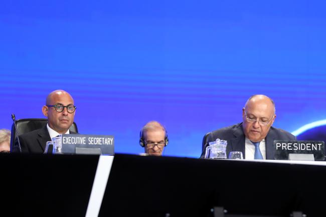 UNFCCC Executive Secretary Simon Stiell, and COP 27 President Sameh Shoukry