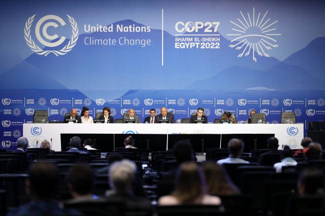View of the dais during the plenary