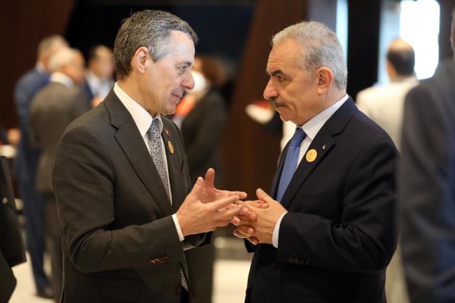 Ignazio Cassis, President of Switzerland, with Mohammad Shtayyeh, Prime Minister of the State of Palestine