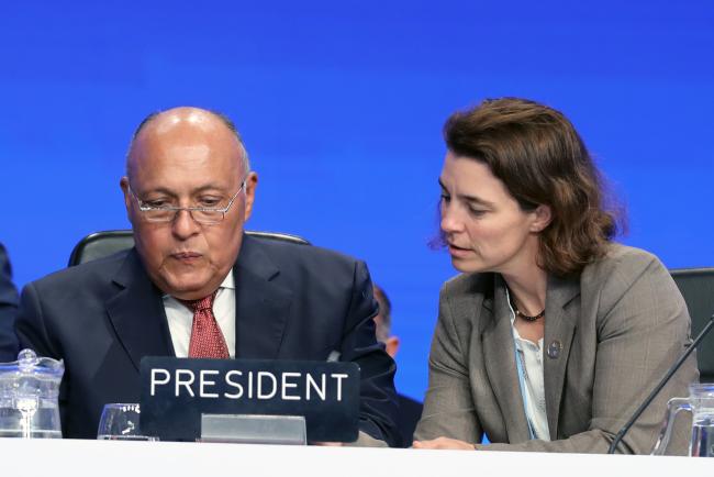 COP 27 President Sameh Shoukry, and Annett Moehner, UNFCCC Secretariat