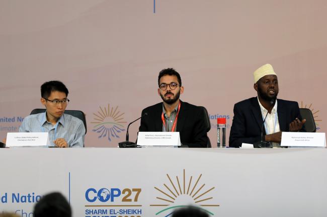 From L-R: Li Shuo, Greenpeace East Asia; Eddy Perez, Climate Action Netowrk (CAN) Canada; and Mohamed Adow, Powershift Africa