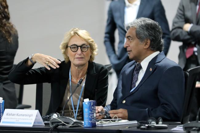 Federica Fricano and Kishan Kumarsingh, Co-Chairs of the ad hoc work programme on the new collective quantified goal on climate finance