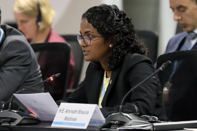 Aminath Shauna, Minister of the Environment, Climate Change, and Technology, the Maldives
