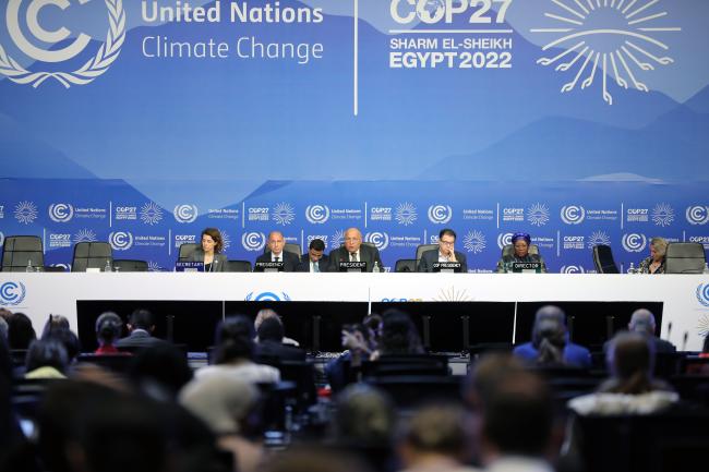 View of the dais during the plenary