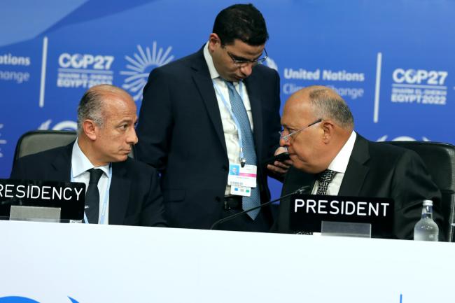 Wael Aboulmagd, Special Representative of the COP 27 President, with COP 27 President Sameh Shoukry