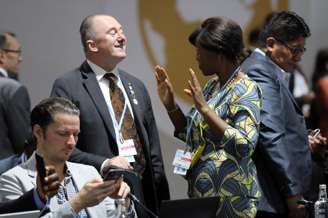 Lee James Taylor White, Minister of Water, Forests, the Sea and Environment, Gabon, with Arlette Soudan-Nonault, Minister of Tourism and Environment, Congo