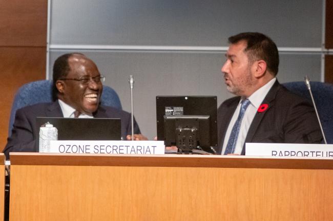 Gilbert Bankobeza, Ozone Secretariat, and Osvaldo Álvarez-Pérez, OEWG Co-Chair