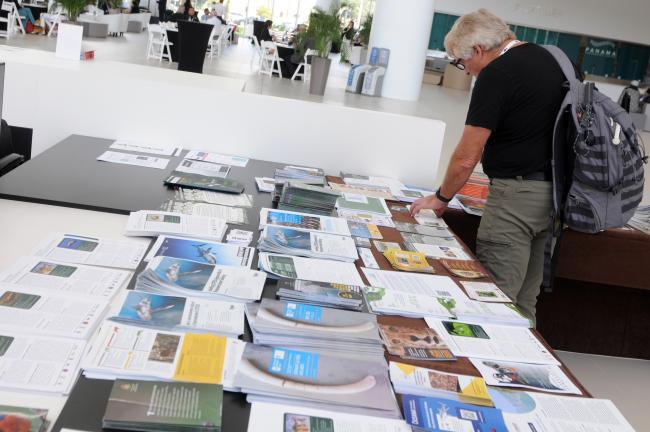 A participant checks out publications available at the venue