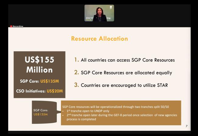 A slide from the presentation by Paola Ridolfi, GEF Secretariat