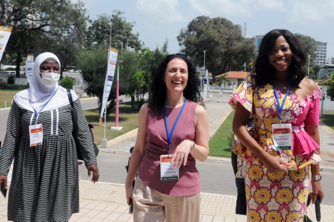 L-R: Fatima Eshun, University of Environment and Sustainable Development; Yana Gevorgyan, Director, GEO Secretariat; and Stéphanie Mbombo Muamba, Democratic Republic of Congo
