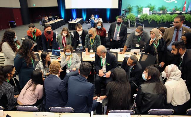 Delegates discussing the Gender Plan of Action