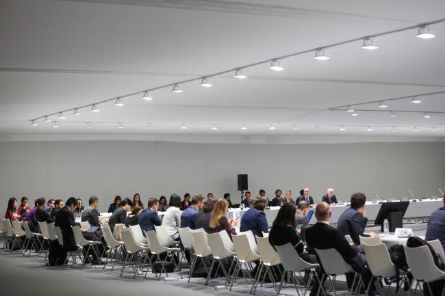Delegates gather for the informal, parties-only consultations on climate finance.