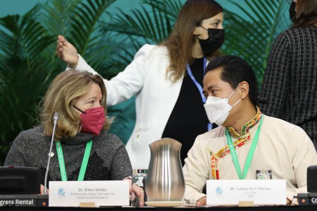 Ellen Stofan, Under Secretary for Science and Research, The Smithsonian, with Lakpa Nuri Sherpa, International Indigenous Forum on Biodiversity