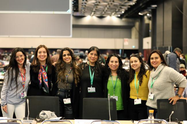 From L-R: Camila Isabel Zepeda Lizama, Mexico; Paula Ximena Sanmiguel Patino, Colombia; Rita El Zaghloul, Costa Rica; Valeria Cruz Blancas, Mexico; Laura Bermúdez, Colombia; Paulina Stowhas, Chile; and Tamara Villanueva, Chile