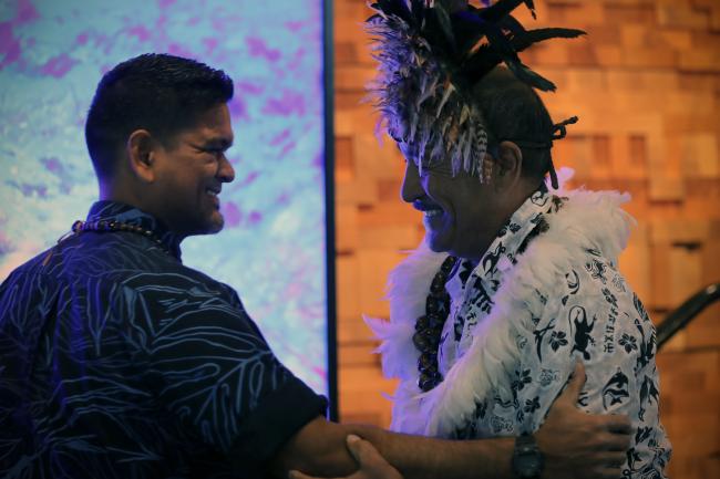 L-R Kalani Quiocho, NOAA with Felipe Nahoe, Rapa Nui Sea Council