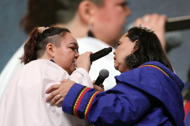 Lynda Brown and Alianai Niviatsiak perform traditional songs from Nunavut and Nunavik 
