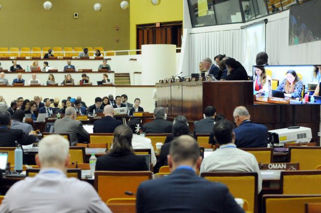 Council members during the intervention by Jesse van der Grient, Deep-Ocean Stewardship Iniciative (DOSI)