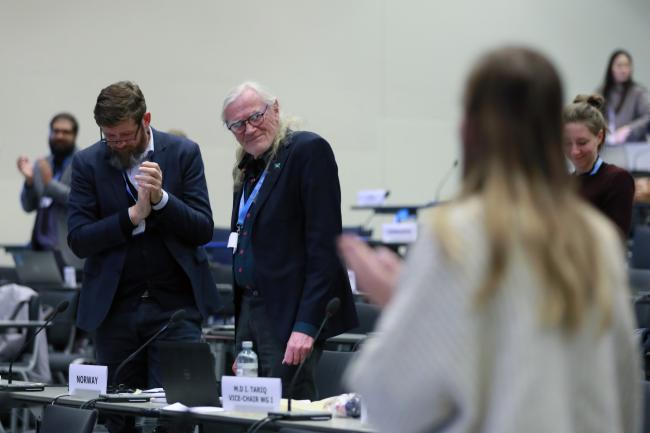 Delegates gave a standing ovation to honor Øyvind Christophersen, Norway upon his retirement