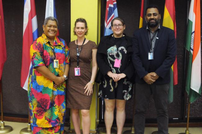 Raijeli Taga, Fiji; Alison Swaddling and Becky Hitchin, the Commonwealth; and Raymond Mohammed, Fiji
