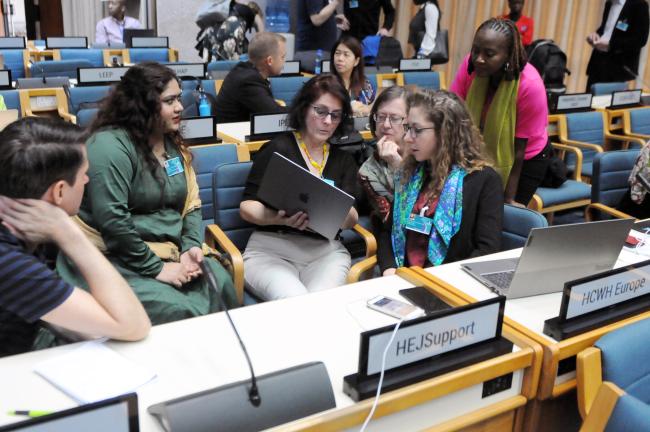 Representatives from Health and Environment Justice Support (HEJSupport) and Health Care Without Harm Europe (HCWH Europe)