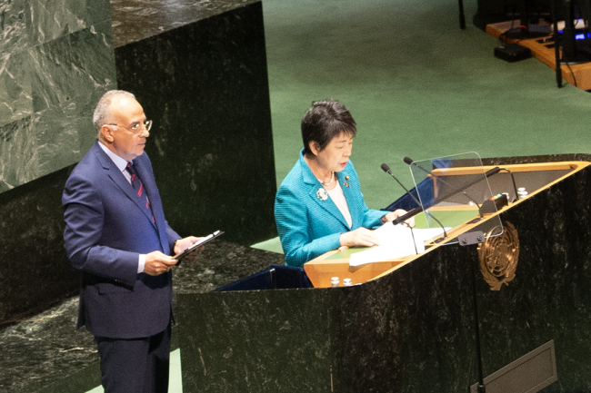 Hani Sewilam, Minister of Water Resources and Irrigation, Egypt, and Yoko Kamikawa, Special Envoy of the Prime Minister, Japan - UNWater2023 - 24 March 2023 - Photo
