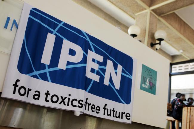 International Pollutants Elimination Network (IPEN) sign