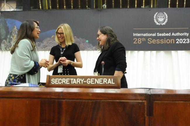 Mariana Durney, ISA Secretariat, with Lisa Koch and Joe Feldman, Norton Rose Fulbright