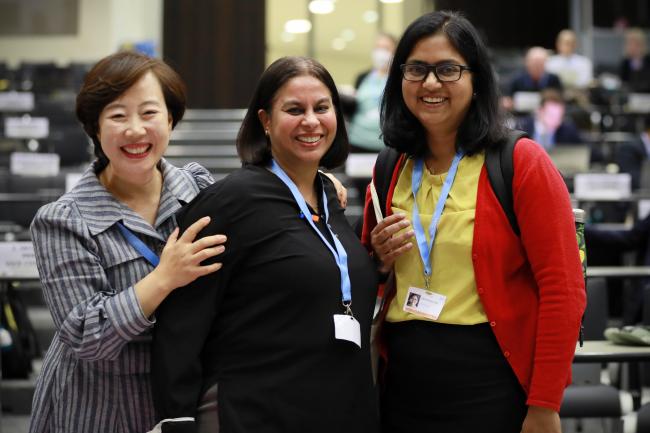  L-R June-Yi Lee, Core Writing Team,  Shonali Pachauri, Core Writing Team, and Aditi Mukherji, Core Writing Team 