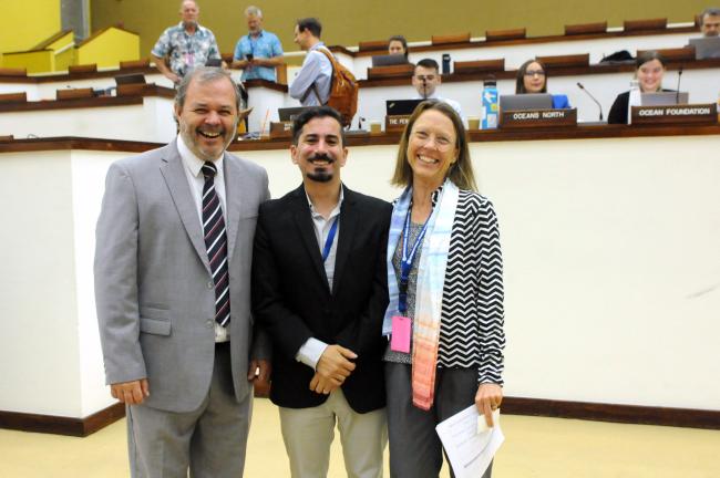 (L-R) Pablo Andrés Vidal, ISA Secretariat; Diego Lillo Goffreri, Interamerican Association for Environmental Defense (AIDA); and Jessica Battle, WWF International