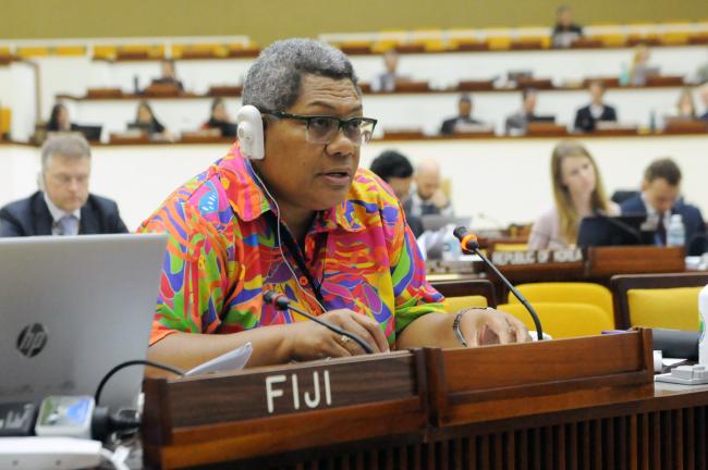Raijeli Taga, Fiji, Facilitator of the Working Group on the protection and preservation of the marine environment