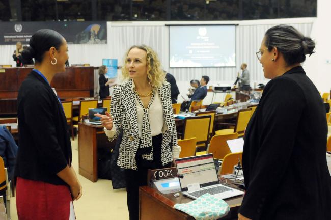 Tanga Morris and Alex Herman, Cook Islands, and Noémie Wouters, ISA Secretariat