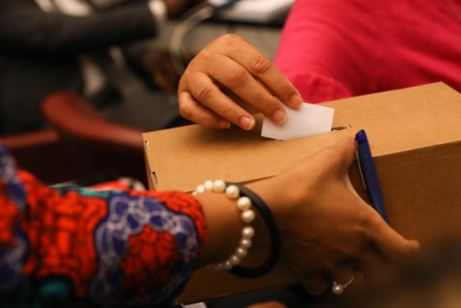 Delegates vote